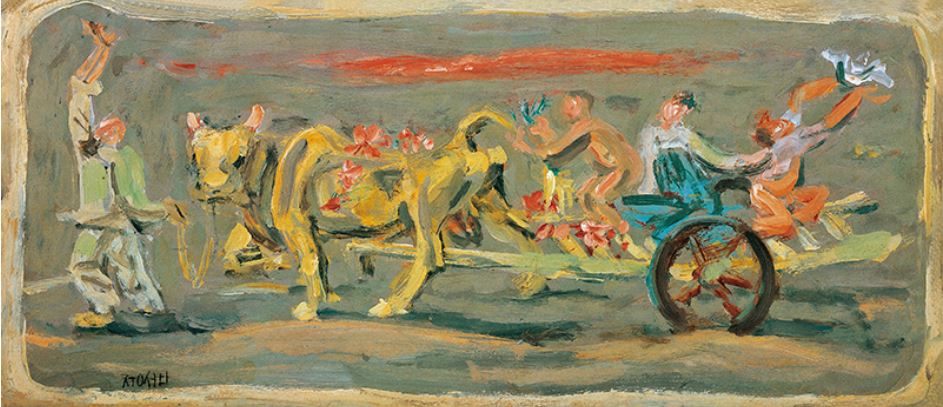 이중섭 '길 떠나는 가족', 1954, 종이에 유채, 29.5 x 64.5 cm. 갤러리현대 제공