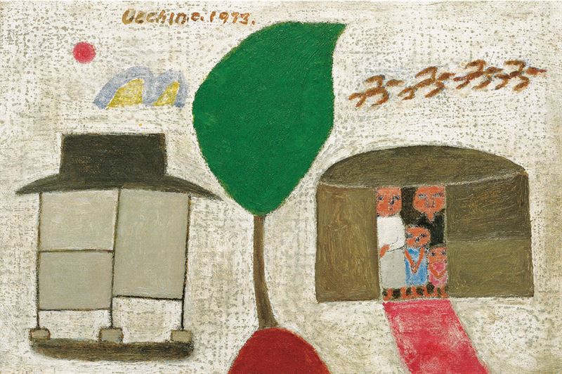장욱진, 가족, 1973, 캔버스에 유채, 17.9×25.8cm(현대화랑 제공)
