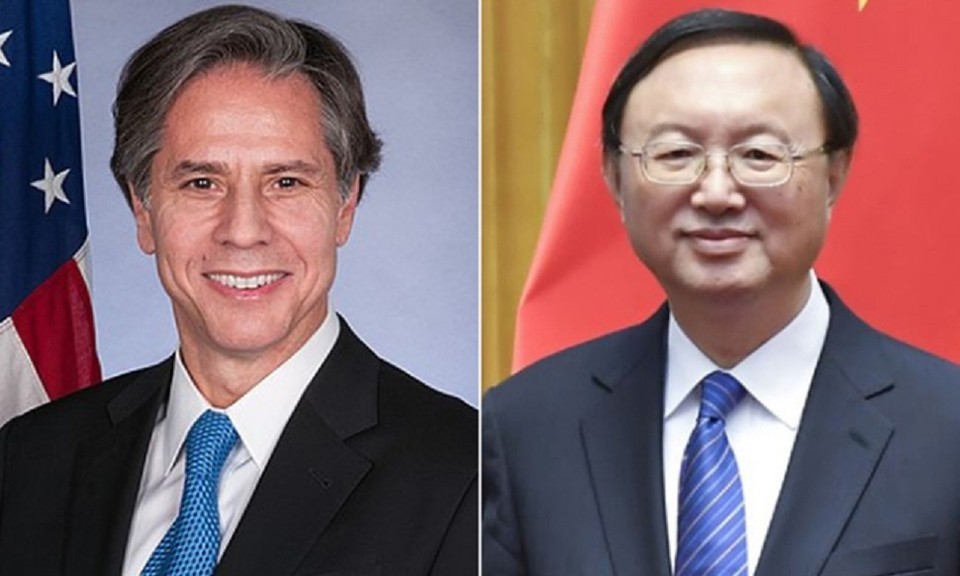 토니 블링컨 미국 국무장관(왼쪽), 양제츠 중국 공산당 외교담당 정치국원