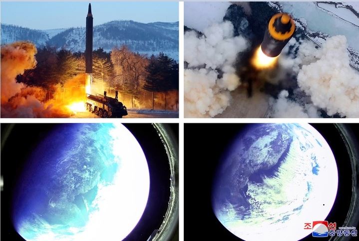 북한이 지난달 30일 발사한 중거리탄도미사일이 '화성-12형'이라고 밝혔다. 북한 조선노동당 기관지 노동신문은 지난달 31일자에서 '화성-12형' 발사장면과 이 미사일이 상공에서 찍은 지구 사진을 공개했다.(노동신문 갈무리)
