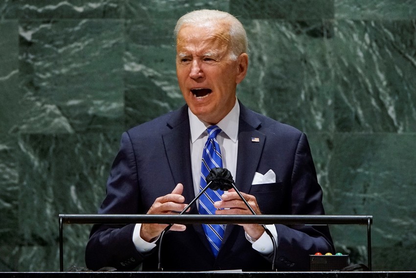 조 바이든 미국 대통령이 21일(현지시각) 뉴욕 유엔총회에서 연설하고 있다. (SBS TV 갈무리)