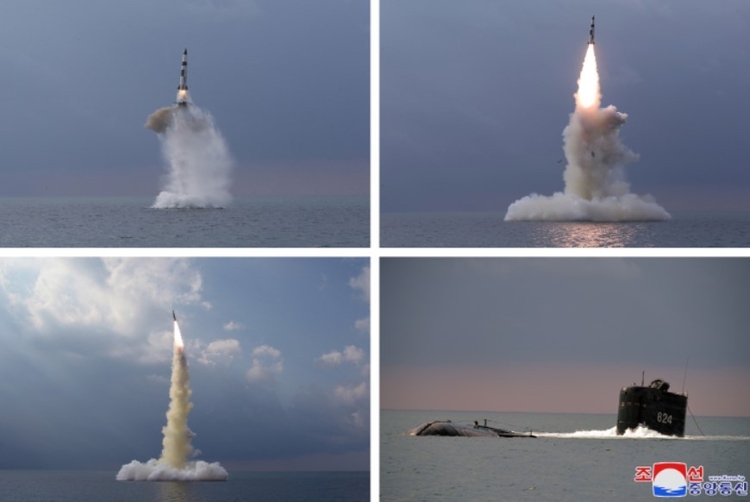 북한이 전날인 19일 '신형 잠수함발사탄도탄(SLBM)' 시험발사를 진행했다고 노동당 기관지 노동신문이 20일 2면에 보도했다.(조선중앙통신 캡처)