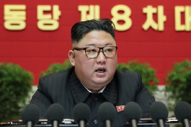 지난 1월 개최된 8차 당대회에 김정은 노동당 총비서가 발언하고 있다.(사진=노동신문 갈무리)