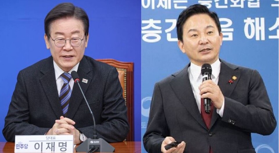 이재명 더불어민주당 대표(왼쪽)와 원희룡 전 국토부 장관