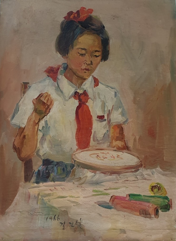 길진섭 '수예하는 소녀', 5호, 1966년