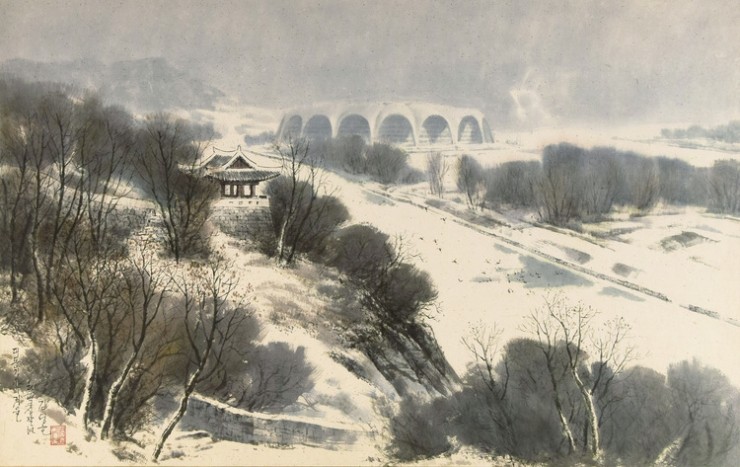 김성호 '대동강반의 겨울', 100x63cm, 1998년